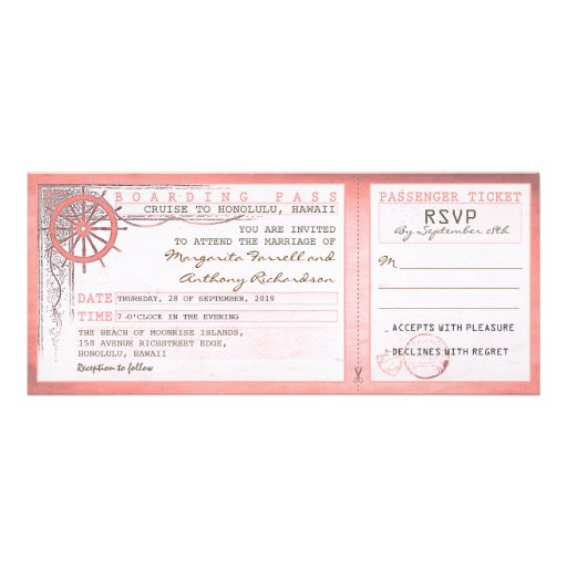 wedding boarding pass-vintage tickets with RSVP Personalized Invitations