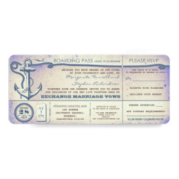 wedding boarding pass-vintage tickets with RSVP Personalized Invitations