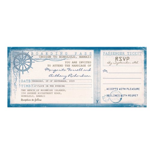 wedding boarding pass-vintage tickets with RSVP Announcements