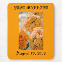 wedding bouquet,  JUST MARRIED Mousepad
