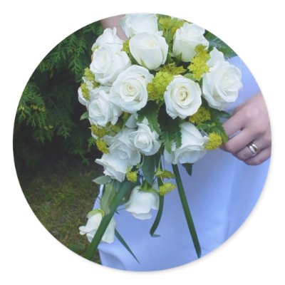 Wedding bouquet white roses floral bridal stickers by scarletquill