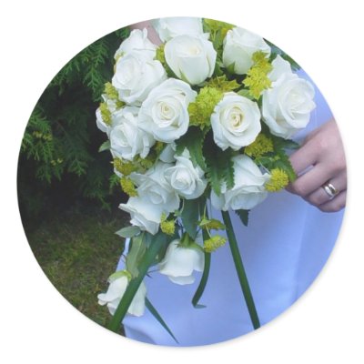 Wedding Stickers on Wedding Bouquet White Roses Floral Bridal Stickers From Zazzle