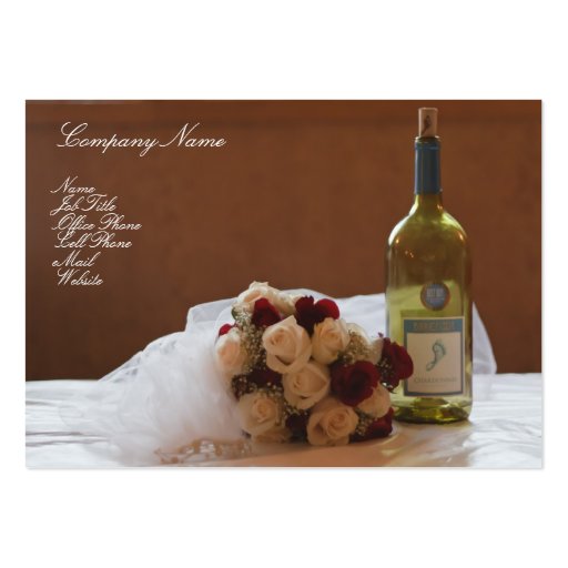 Wedding Bouquet & Wine Bottle business card (front side)