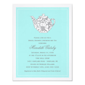 Wedding Bridal Shower Invitation | High Tea Theme 4.25