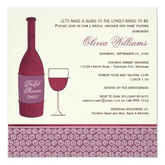 Wedding Bridal Shower Invites | Wine Theme 5.25" Square Invitation Card