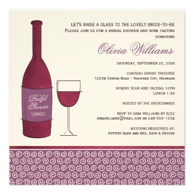 Wedding Bridal Shower | Wine Event Theme Personalized Invitations
