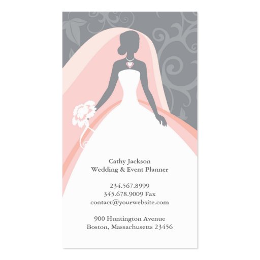 Wedding Bridal White Dress Business Card (back side)