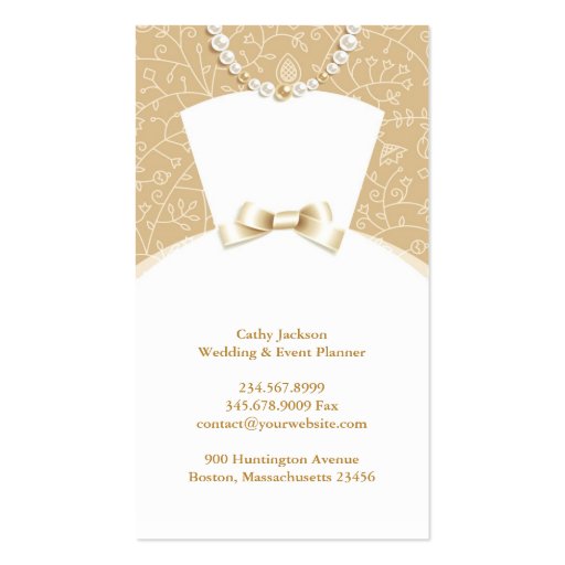 Wedding Bridal White Dress Business Card (back side)