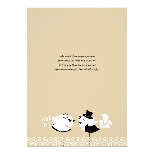 Wedding Bride and Groom Birds Flat Invitation