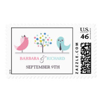 Wedding Bride and Groom Birds Medium Postage