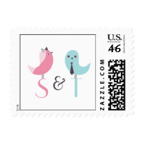 Wedding Bride and Groom Birds Small Postage