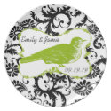 Wedding Bride and Groom Damask Vintage Bird plate