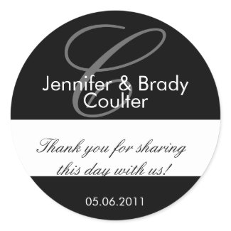 Wedding Bride and Groom Monogram Favor Sticker sticker