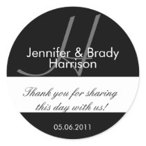 Wedding Bride and Groom Monogram H Favor Sticker