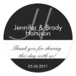 Wedding Bride and Groom Monogram H Favor Sticker
