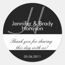 Wedding Bride and Groom Monogram H Favor Sticker