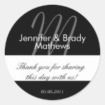 Wedding Bride and Groom Monogram M Favor Sticker