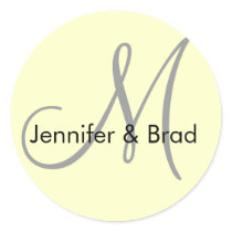 Wedding Bride Groom Cream & Grey Monogram Seal stickers