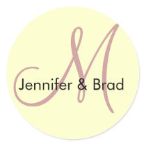 Wedding Bride Groom Cream & Rose Monogram Sticker