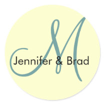 Wedding Bride Groom Cream & Tiffany Monogram Seal stickers