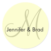 Wedding Bride Groom Ivory Cream Monogram Sticker