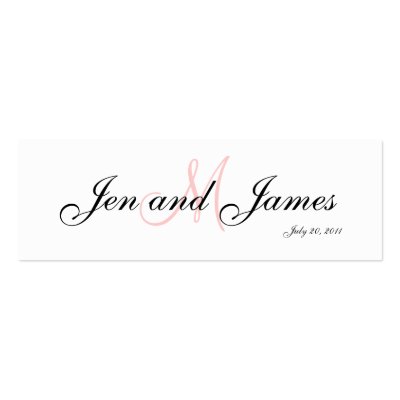 Wedding Bride Groom  Monogram Pink Profile Card Business Card Templates