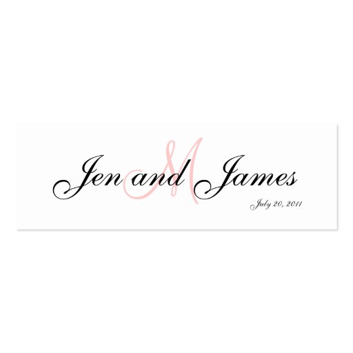Wedding Bride Groom  Monogram Pink Profile Card Business Card Templates (front side)