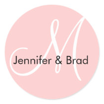 Wedding Bride Groom Names Pink Monogram Sticker