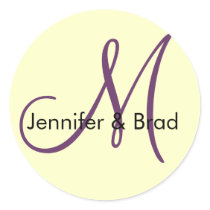 Wedding Bride Groom Plum Cream Monogram Sticker