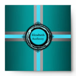 Wedding Bride Groom Square Envelope Turquoise Seal