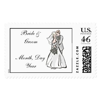 Wedding Bride &amp; Groom Wedding Postage Stamp