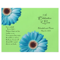 Wedding Bright Blue Daisy Program flyers