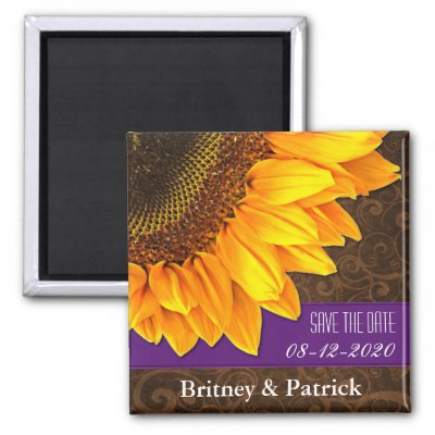 Wedding Brown Sunflower Save the Date Magnets