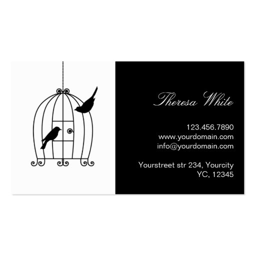 Wedding business card template Bird Cage (back side)