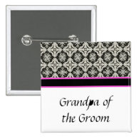 wedding button, black damask