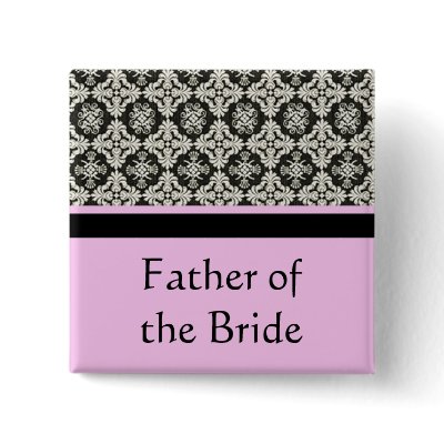 wedding buttons, damask and pink strip color