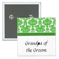 wedding buttons, green damask