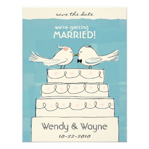 Wedding Cake Birds Bride & Groom Invitation