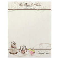 Wedding Cake & Cupcakes Business Cream Stationery Letterhead Template