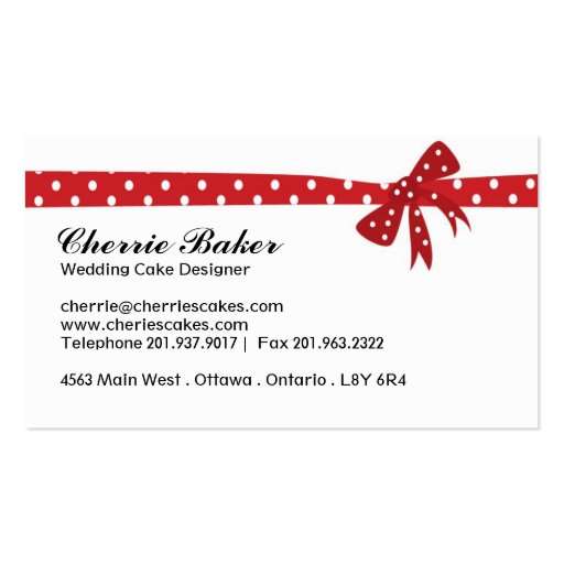 Wedding Cake Designer Business Cards (back side)