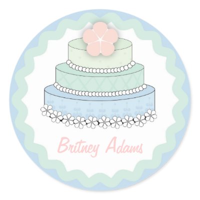 Wedding Cake Gift Label Round Stickers by MissNNick