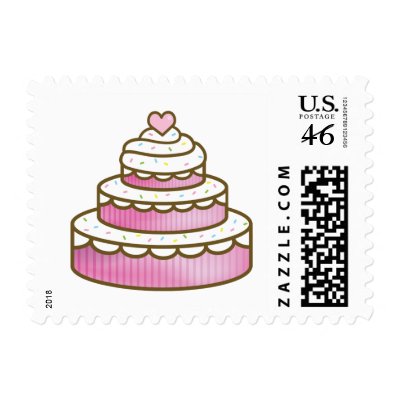 wedding cake postage by thecuteinstitute