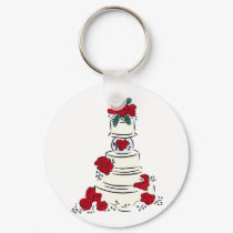 Wedding Cake Red Flowers keychains by TheBridalShop Wedding Cake Red Flowers keychains