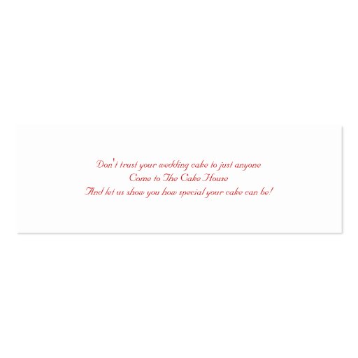 Wedding Cake Red Swirl  Business Card (back side)