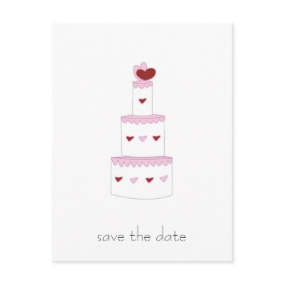 Wedding cake 'Save the Date' postcard