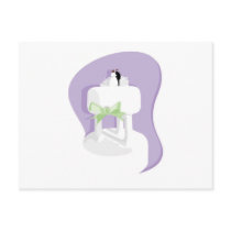 Wedding Cake with Lavender Background and Green Bo postcards