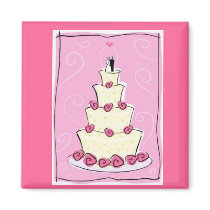 Wedding cake with pink background magnets by swittles Wedding cake with pink background magnets