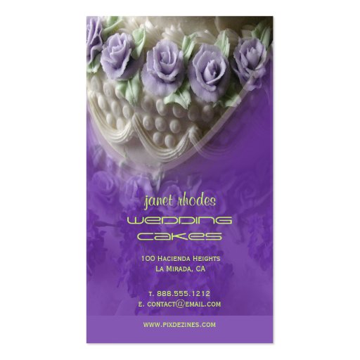 Wedding cakes pastry chef business card (back side)