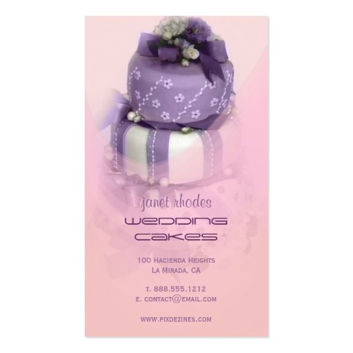 Wedding cakes pastry chef business card template (back side)