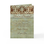 Wedding Cards Damask Brown Green Vintage